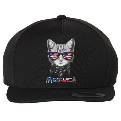 Meowica Rock Cat Funny 4th of July USA Freedom Wool Snapback Cap