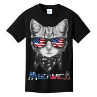 Meowica Rock Cat Funny 4th of July USA Freedom Kids T-Shirt