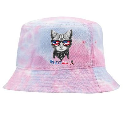 Meowica Rock Cat Funny 4th of July USA Freedom Tie-Dyed Bucket Hat