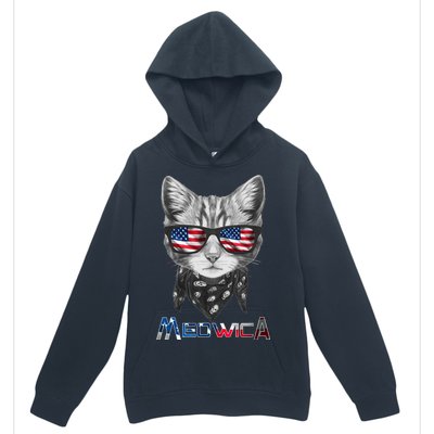 Meowica Rock Cat Funny 4th of July USA Freedom Urban Pullover Hoodie