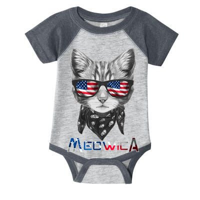 Meowica Rock Cat Funny 4th of July USA Freedom Infant Baby Jersey Bodysuit