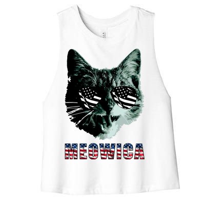 Meowica USA Cat Women's Racerback Cropped Tank