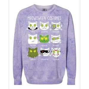 Meowoween Costumes Funny Cat Halloween Colorblast Crewneck Sweatshirt