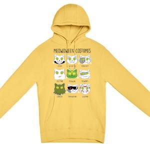 Meowoween Costumes Funny Cat Halloween Premium Pullover Hoodie