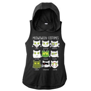 Meowoween Costumes Funny Cat Halloween Ladies PosiCharge Tri-Blend Wicking Draft Hoodie Tank