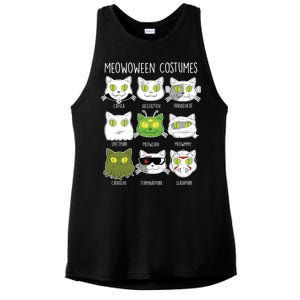 Meowoween Costumes Funny Cat Halloween Ladies PosiCharge Tri-Blend Wicking Tank