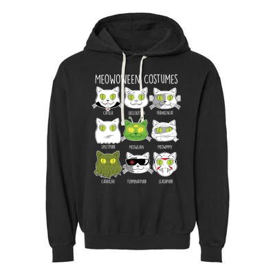 Meowoween Costumes Funny Cat Halloween Garment-Dyed Fleece Hoodie