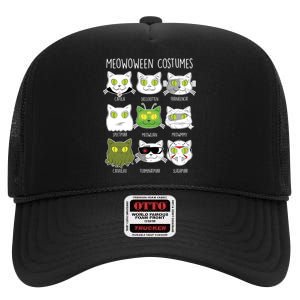 Meowoween Costumes Funny Cat Halloween High Crown Mesh Back Trucker Hat