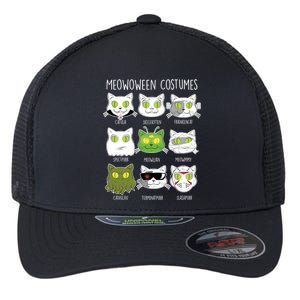 Meowoween Costumes Funny Cat Halloween Flexfit Unipanel Trucker Cap