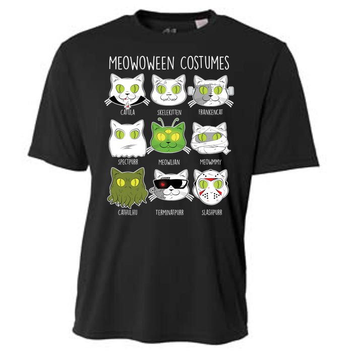 Meowoween Costumes Funny Cat Halloween Cooling Performance Crew T-Shirt