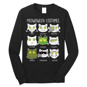 Meowoween Costumes Funny Cat Halloween Long Sleeve Shirt