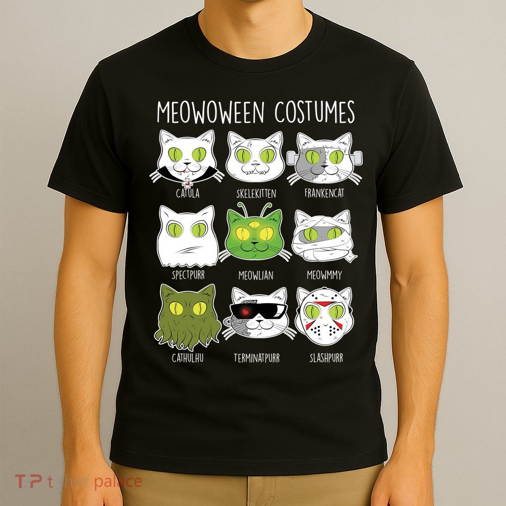 Meowoween Costumes Funny Cat Halloween T-Shirt