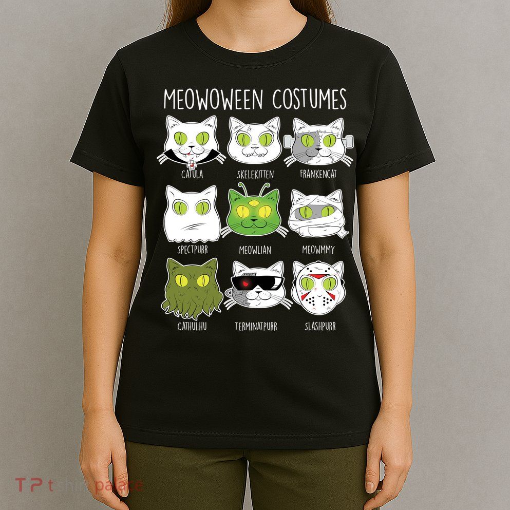 Meowoween Costumes Funny Cat Halloween T-Shirt