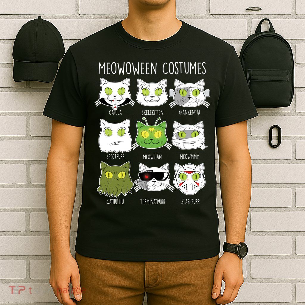 Meowoween Costumes Funny Cat Halloween T-Shirt