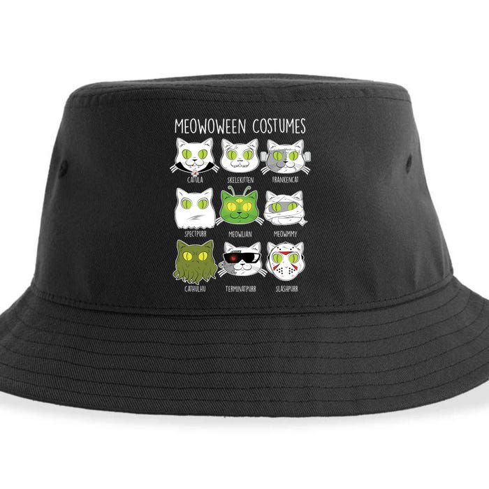 Meowoween Costumes Funny Cat Halloween Sustainable Bucket Hat