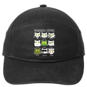 Meowoween Costumes Funny Cat Halloween 7-Panel Snapback Hat