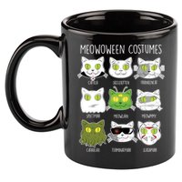 Meowoween Costumes Funny Cat Halloween 11oz C Handle Ceramic Mug