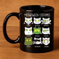 Meowoween Costumes Funny Cat Halloween 11oz C Handle Ceramic Mug