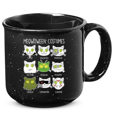 Meowoween Costumes Funny Cat Halloween 15oz Campfire Ceramic Mug