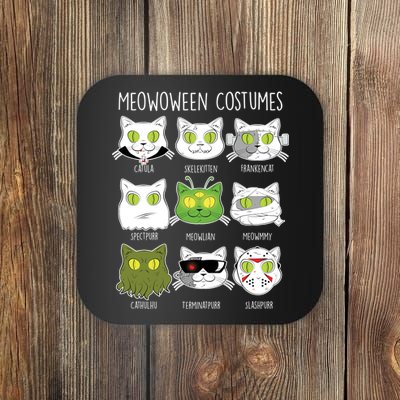 Meowoween Costumes Funny Cat Halloween Coaster