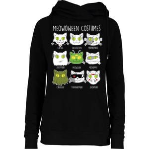 Meowoween Costumes Funny Cat Halloween Womens Funnel Neck Pullover Hood