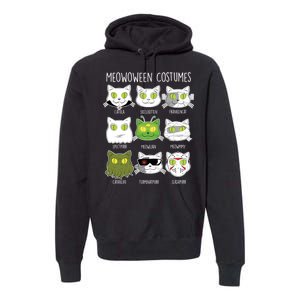 Meowoween Costumes Funny Cat Halloween Premium Hoodie