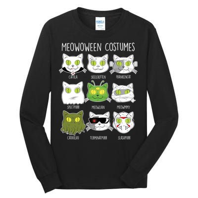 Meowoween Costumes Funny Cat Halloween Tall Long Sleeve T-Shirt