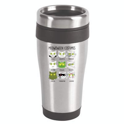 Meowoween Costumes Funny Cat Halloween 16oz Travel Tumbler