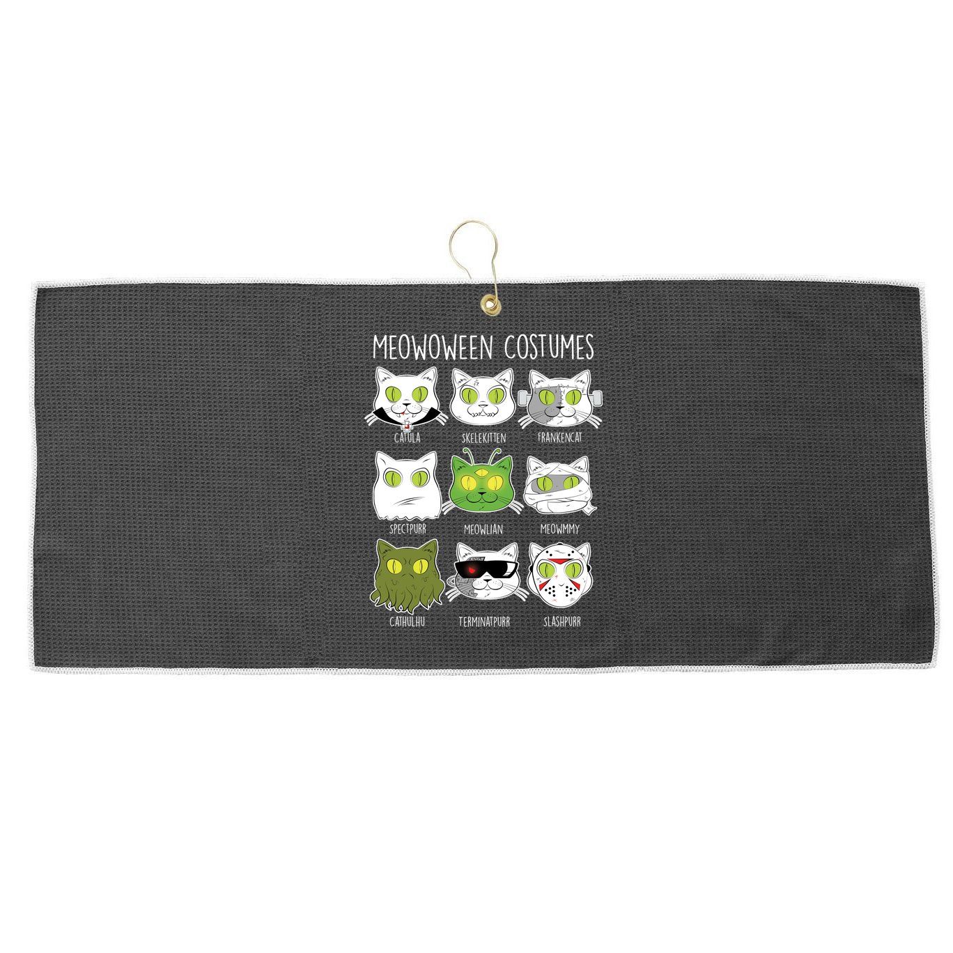 Meowoween Costumes Funny Cat Halloween Large Microfiber Waffle Golf Towel