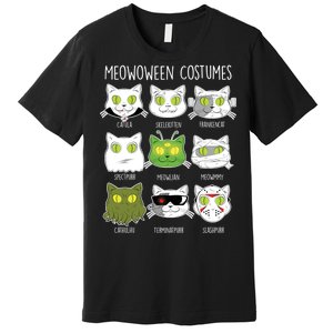 Meowoween Costumes Funny Cat Halloween Premium T-Shirt