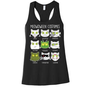 Meowoween Costumes Funny Cat Halloween Women's Racerback Tank