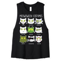 Meowoween Costumes Funny Cat Halloween Women's Racerback Cropped Tank