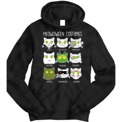 Meowoween Costumes Funny Cat Halloween Tie Dye Hoodie