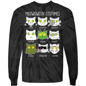 Meowoween Costumes Funny Cat Halloween Tie-Dye Long Sleeve Shirt