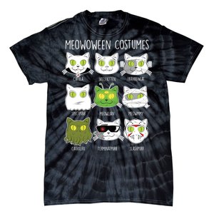 Meowoween Costumes Funny Cat Halloween Tie-Dye T-Shirt