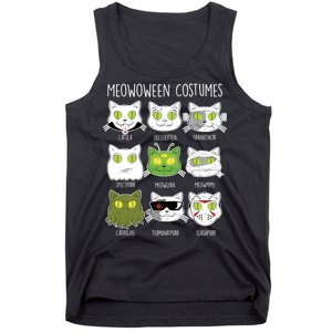 Meowoween Costumes Funny Cat Halloween Tank Top