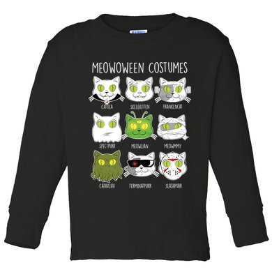 Meowoween Costumes Funny Cat Halloween Toddler Long Sleeve Shirt