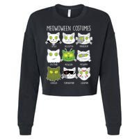 Meowoween Costumes Funny Cat Halloween Cropped Pullover Crew