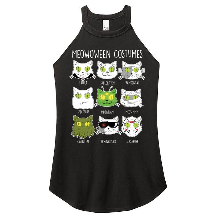 Meowoween Costumes Funny Cat Halloween Women's Perfect Tri Rocker Tank