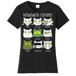 Meowoween Costumes Funny Cat Halloween Women's T-Shirt