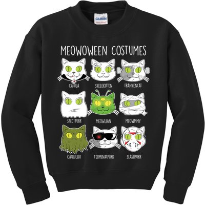 Meowoween Costumes Funny Cat Halloween Kids Sweatshirt
