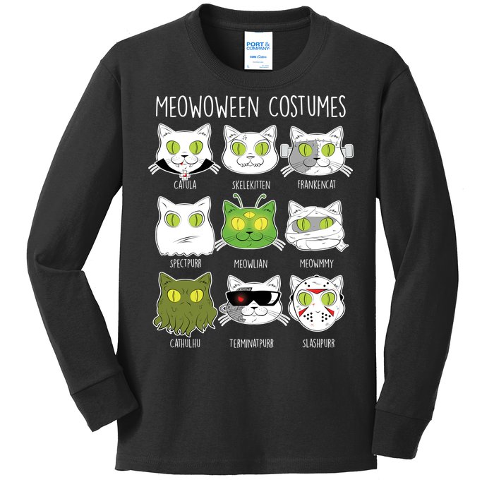 Meowoween Costumes Funny Cat Halloween Kids Long Sleeve Shirt