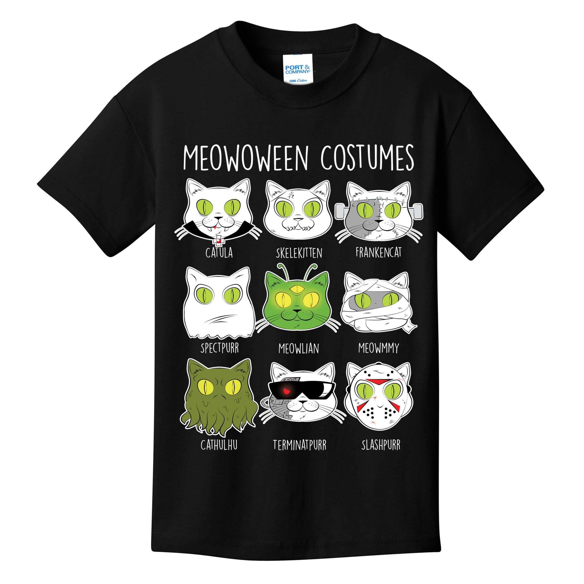 Meowoween Costumes Funny Cat Halloween Kids T-Shirt