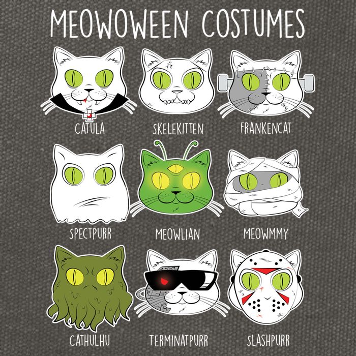 Meowoween Costumes Funny Cat Halloween Cotton Canvas Backpack
