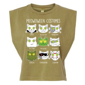 Meowoween Costumes Funny Cat Halloween Garment-Dyed Women's Muscle Tee