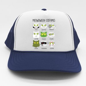 Meowoween Costumes Funny Cat Halloween Trucker Hat