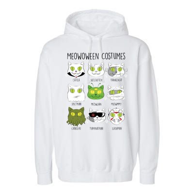 Meowoween Costumes Funny Cat Halloween Garment-Dyed Fleece Hoodie