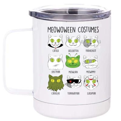 Meowoween Costumes Funny Cat Halloween 12 oz Stainless Steel Tumbler Cup