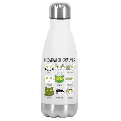 Meowoween Costumes Funny Cat Halloween Stainless Steel Insulated Water Bottle