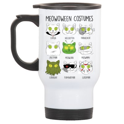 Meowoween Costumes Funny Cat Halloween Stainless Steel Travel Mug